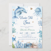 Babyborrel onder de zee met schelpenthema kaart (Voorkant)