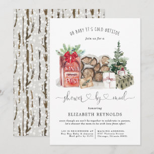 Babyborrel per post Winter Kerst Baby Shower Kaart