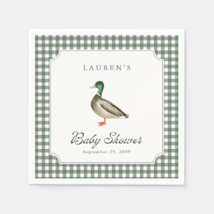 Babyborrel servetten met groene gingham eend