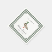 Babyborrel servetten met groene gingham eend (Hoek)