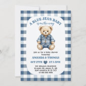 Babyborrel uitnodiging Blue Jean Bear (Voorkant)