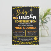 Babyborrel uitnodiging onder constructie (Staand voorkant)