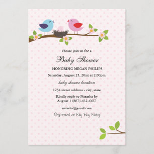 Babyborrel uitnodiging Vogel Familie