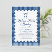 Babyborrel voor een Blauw Jean Jongen Kaart (Staand voorkant)