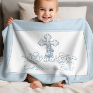 Babyboy doopdeken met Blauwe Kruis Fleece Deken