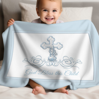 Babyboy doopdeken met Blauwe Kruis Fleece Deken