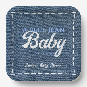 Babyboyshower Navy Blue Jean Baby Papieren Bordje