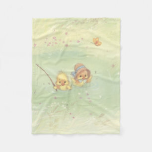 Babydeken met vintage eendjes  fleece deken