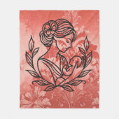 Babydeken – Moeder en Kind Bloemendesign Fleece Deken (Voorkant)