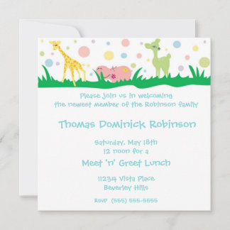 Babydieren - Baby shower nodigt uit Kaart