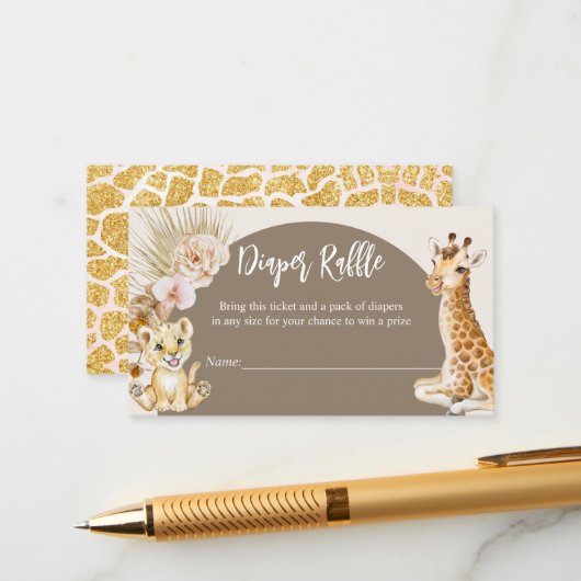 Babydieren boho arch baby shower luierhandel informatiekaartje (Voorkant / Achterkant in situ)