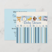 Babydieren en tapes Blauw Baby shower Kaart (Voorkant / Achterkant)
