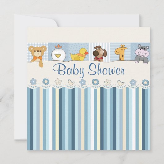 Babydieren en tapes Blauw Baby shower Kaart (Voorkant)
