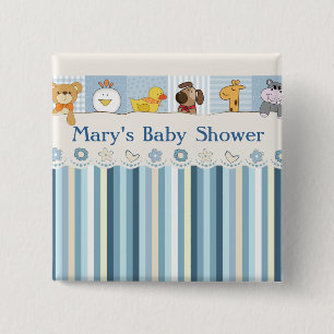 Babydieren en tapes Blauw Baby shower Vierkante Button 5,1 Cm