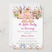 Babydieren en Wildflower Baby shower Invitation Kaart (Voorkant)