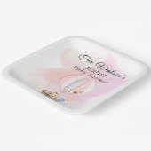 Babydieren in een roze heteluchtballon papieren Bo Papieren Bordje (Gebogen)