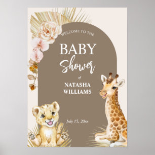 Babydieren met bruin baby shower poster