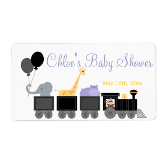 Babydieren op een Baby showers flesetiketten Etiket