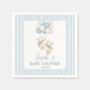 Babydoekjes met blauwe strepen tweeling beren servet