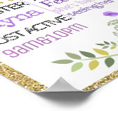 Babydouche poster Flowers is een meisje paars (Hoek)