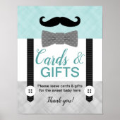 Babydouchekaarten en cadeaubordjes met munt grijs poster (Voorkant)