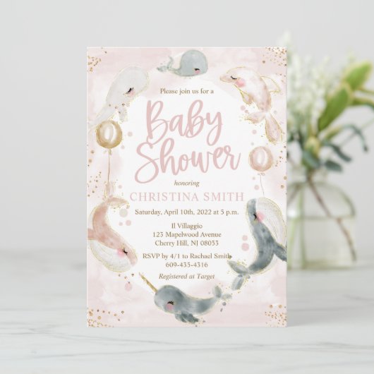 Babydouches met Zee in de natuur voor meisjes Kaart (Staand voorkant)