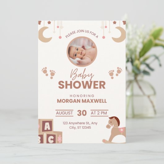 babydoucheuitnodigingen kaart (Staand voorkant)