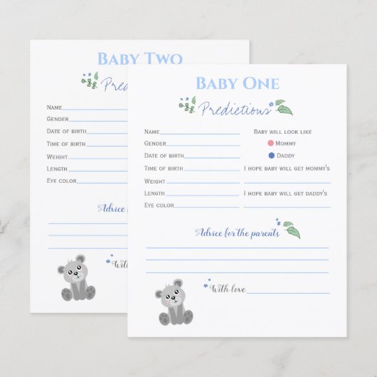 Babydouchevoorspellingen baby, bijtende tweeling (Voorkant / Achterkant)