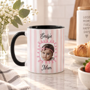 Babyface Foto Roze Gestreepte Moeder Verjaardag Ko Mok