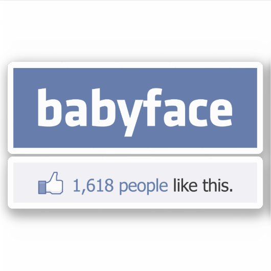 babyface grappige sociale netwerkparodie sticker (Voorkant)