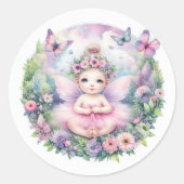 Babyfee & Vlinder Fladderliefde Baby Shower Ronde Sticker (Voorkant)