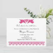 Babyfeest Baby Pink Love Birds Banner Uitnodiging (Staand voorkant)
