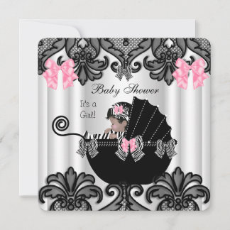 Babyfeest Cute Baby Meisje Roze Zebra Wit Zwart Kaart