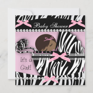Babyfeest Cute Baby Meisje Roze Zebraprint Kaart