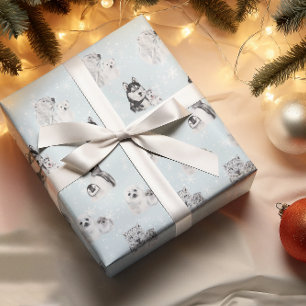 Babyfeest Kerst Winter Arctische Dieren Cadeaupapier