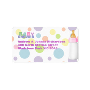 Babyfles & Stippen Baby Shower Adreslabel Etiket