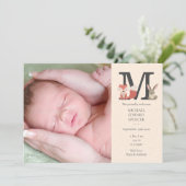 Babyfoto bosdieren Monogram Geboorte Aankondiging (Staand voorkant)