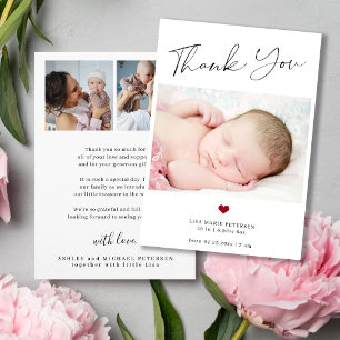 Babyfoto dank je eenvoudig script foto geboorte aankondiging