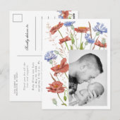 Babyfoto dank je wel veldbloem geboorteaankondigin briefkaart (Voorkant / Achterkant)