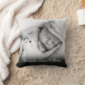 Babyfoto en naam in het schrift kussen (Deken)