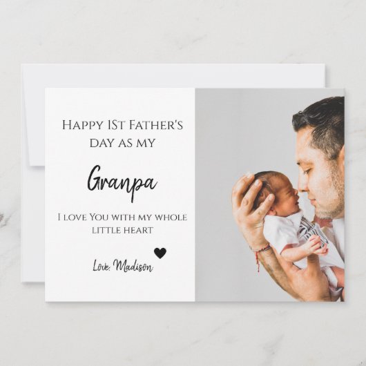 Babyfoto Gelukkige eerste Vaderdag ik hou van jou Kaart (Voorkant)