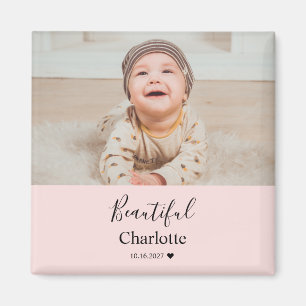 Babyfoto met op maat gemaakte naam aandenken magneet