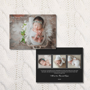 Babyfoto Moderne Geboorteaankondiging Zwart & Wit Feestdagenkaart