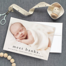 Babyfoto moderne naam geboorteaankondiging