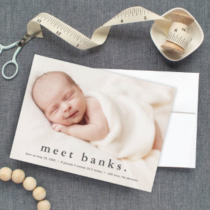 Babyfoto moderne naam geboorteaankondiging kaart
