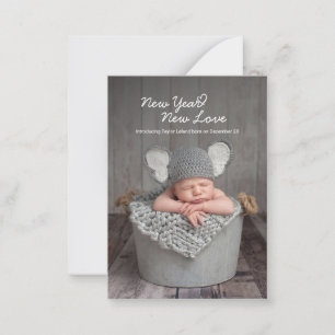 Babyfoto Nieuwjaar Nieuwe Liefde Vakantie Geboorte Notitiekaartje