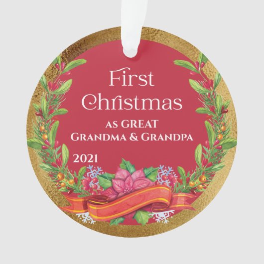 Babyfoto Ouder-overgrootouder Eerste Kerstmis Ornament (voorkant)