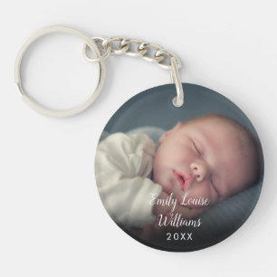 Babyfoto Persoonlijk Schrift Naam Datum Sleutelhanger