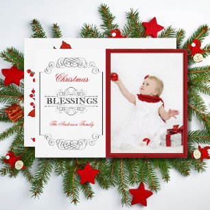 Babyfoto rode lijst kerst zegen citaten feestdagenkaart