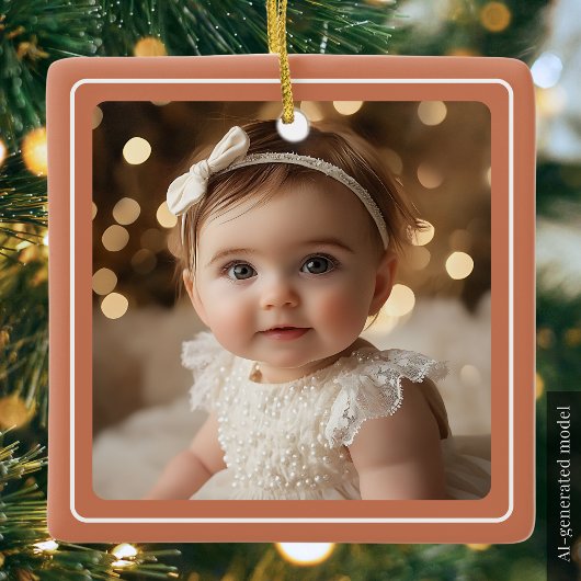 Babyfoto Terracotta Moderne Rustieke Kerstscript Keramisch Ornament